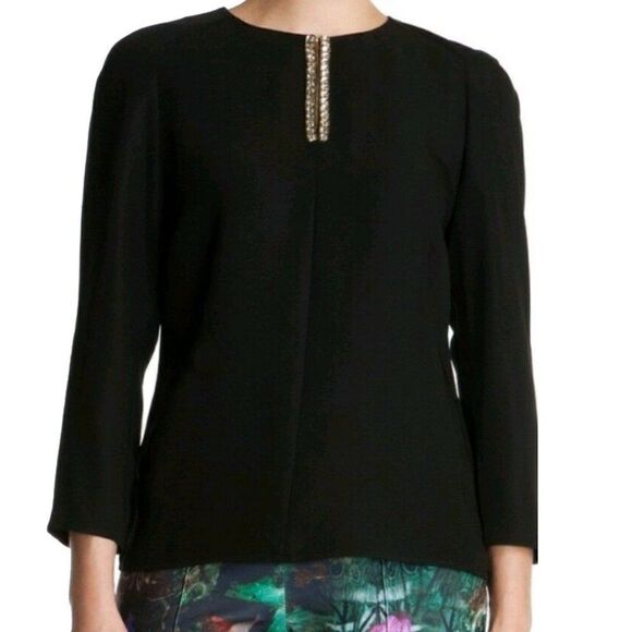 Ted Baker Black Rhinestone Blouse Sz S - Picture 1 of 5